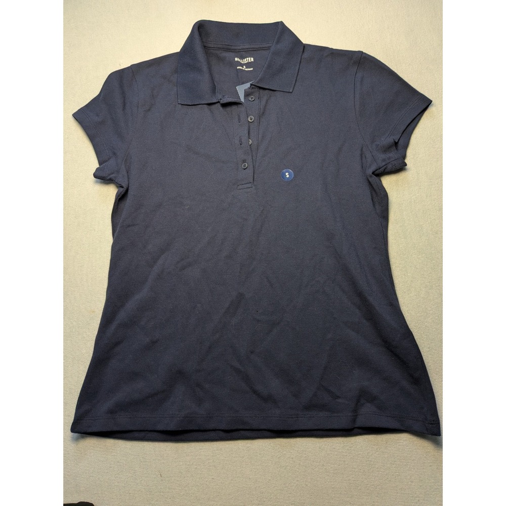 Hollister Womens Navy Blue Short Sleeve Polo Shirt Pique Knit Small NWT